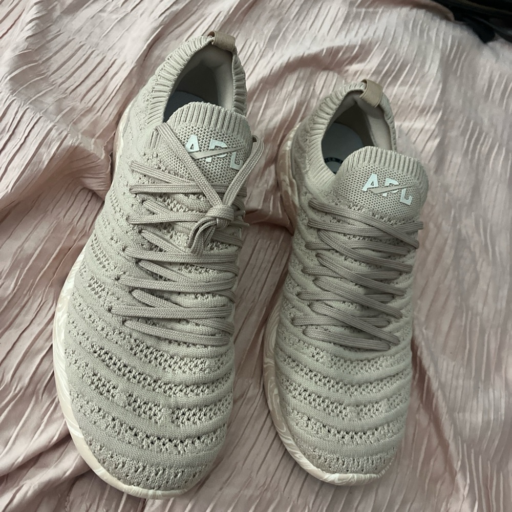 APL Women's Knit Lace-Up Sneakers in Light Beige